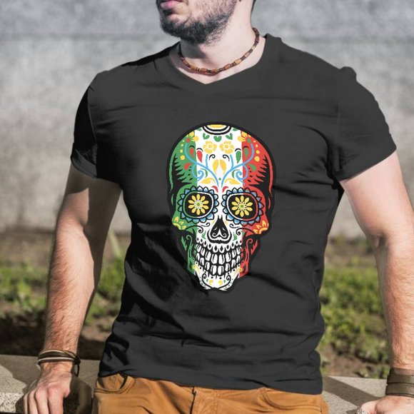 Sugar Skull Cinco de Mayo Mexican Flag - Picture 1 of 1